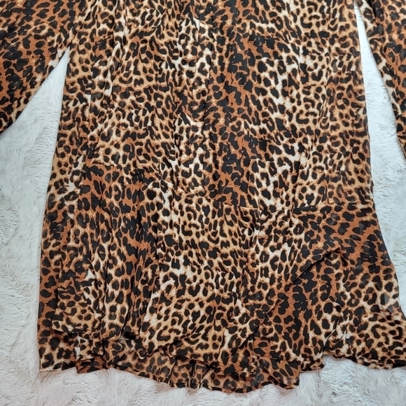 ✨️CL Just Fab Drop Waist Chiffon Dress In Leopard Size L - Picture 4 of 15